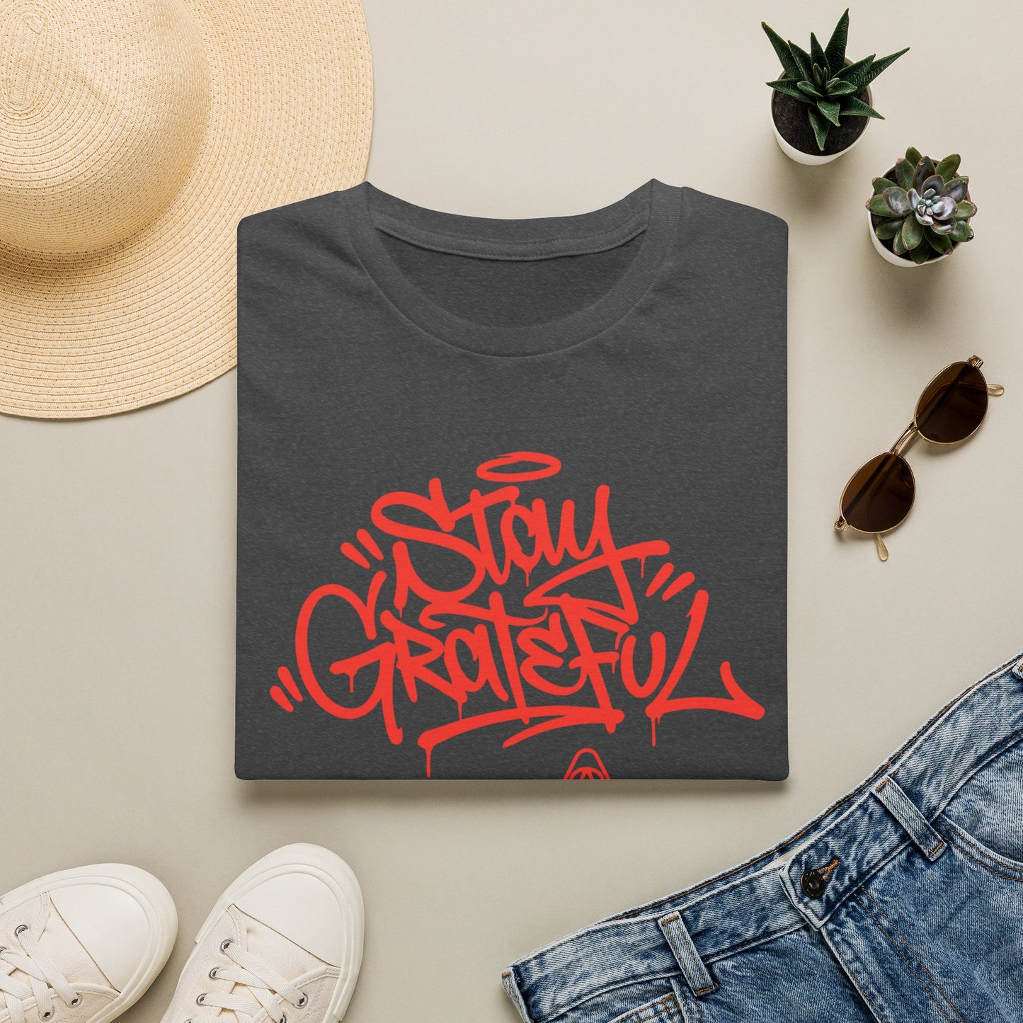 Stay Grateful T-Shirt — Inspirational Graffiti Script Tee