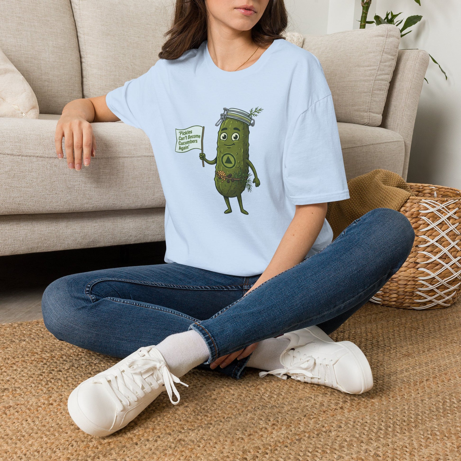 “Pickles Can’t Become Cucumbers Again” Funny Recovery Tee | Amends Apparel Co