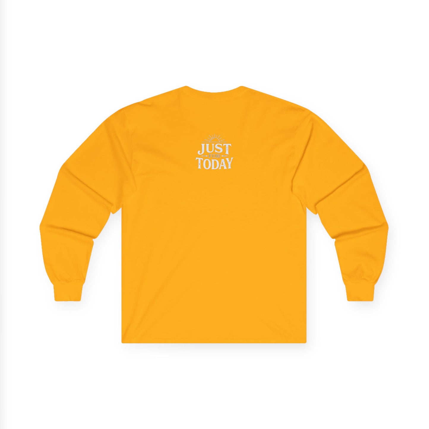 AA Recovery Long Sleeve Tee — “My Best Thinking Got Me Here” with ‘Just For Today’ Back Print