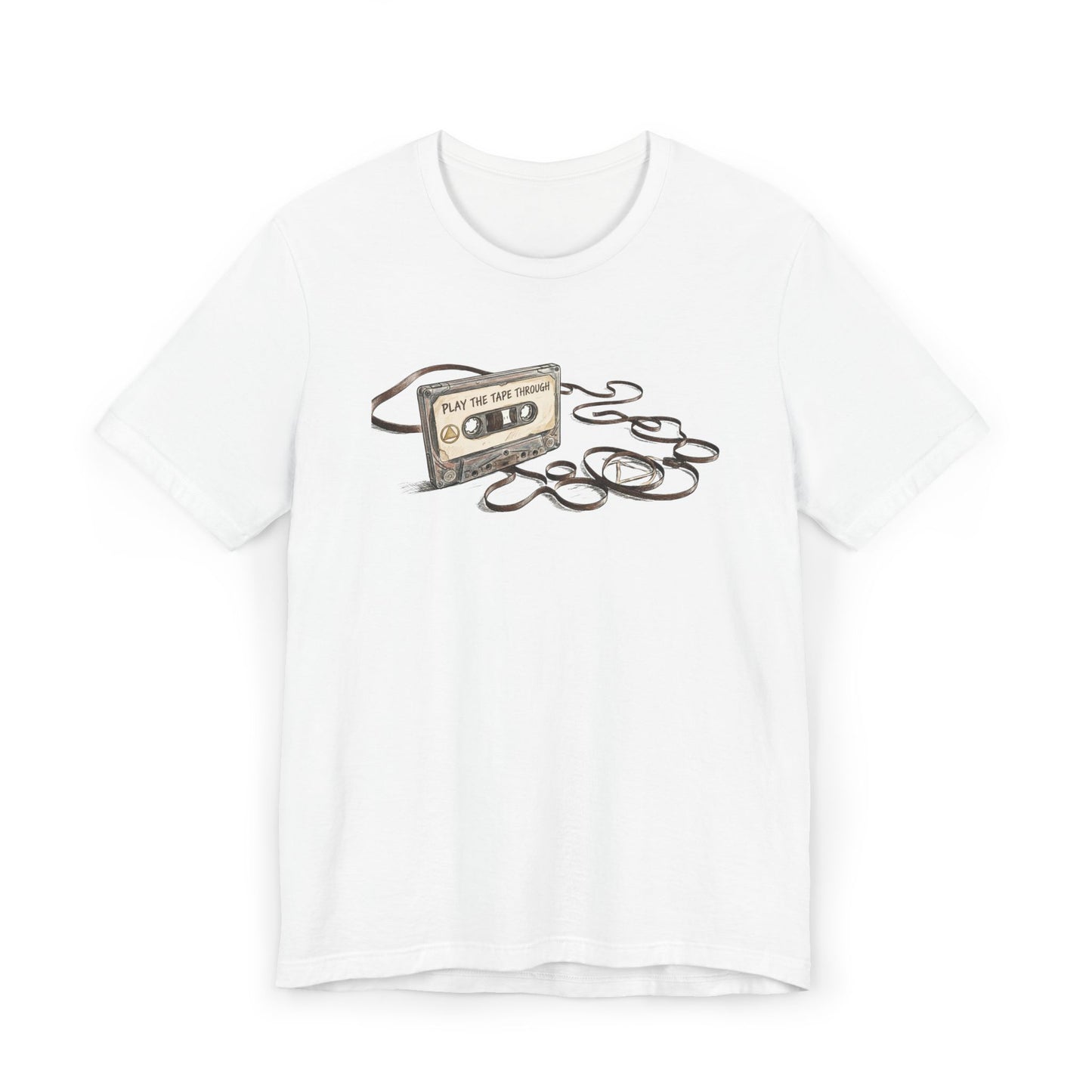Cassette Tape Tee — 'Play the Past' Vintage Music T-Shirt with “Just For Today” Back Print