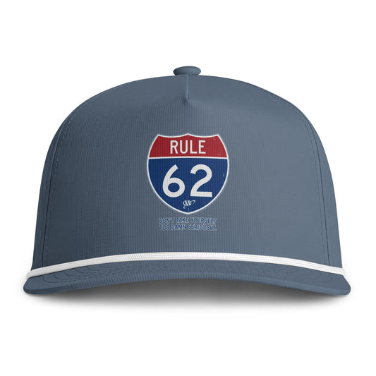 Rule 62 Rope Cap — Vintage Road Sign Embroidered Baseball Hat | Amends Apparel Co