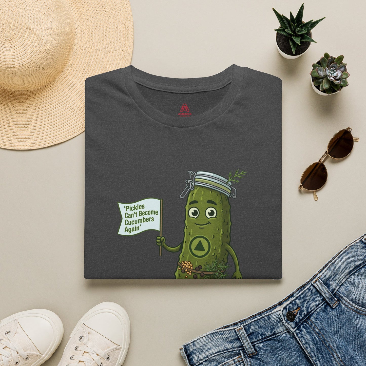 “Pickles Can’t Become Cucumbers Again” Funny Recovery Tee | Amends Apparel Co