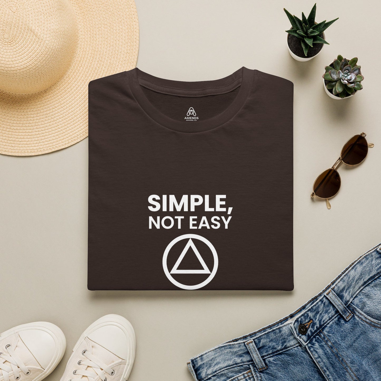 Simple, Not Easy T-Shirt — Minimal Recovery Motivational Tee