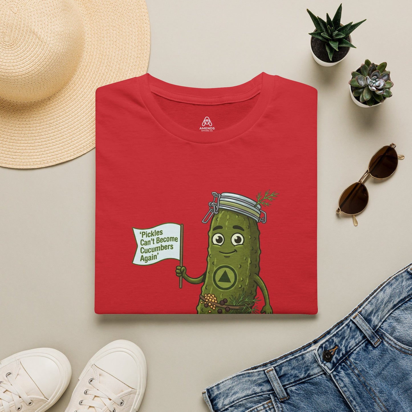 “Pickles Can’t Become Cucumbers Again” Funny Recovery Tee | Amends Apparel Co