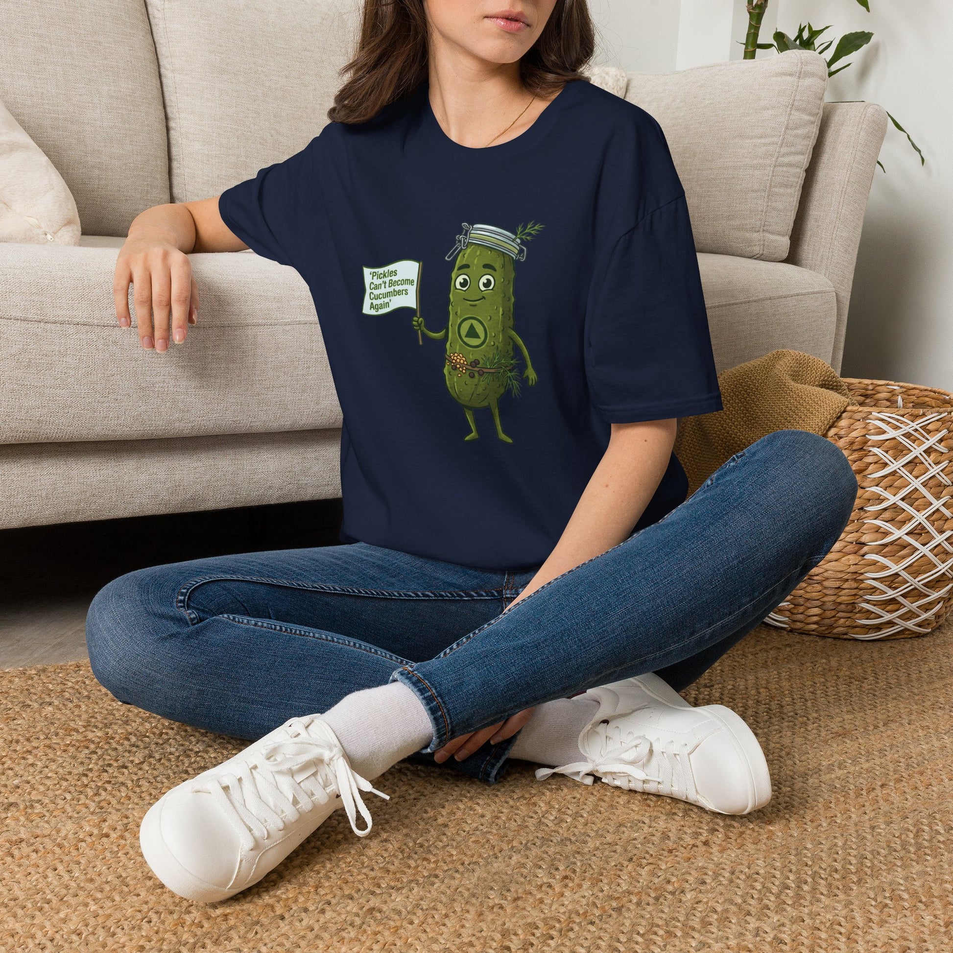 “Pickles Can’t Become Cucumbers Again” Funny Recovery Tee | Amends Apparel Co