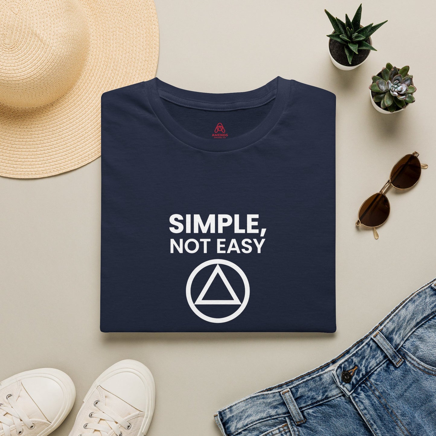 Simple, Not Easy T-Shirt — Minimal Recovery Motivational Tee