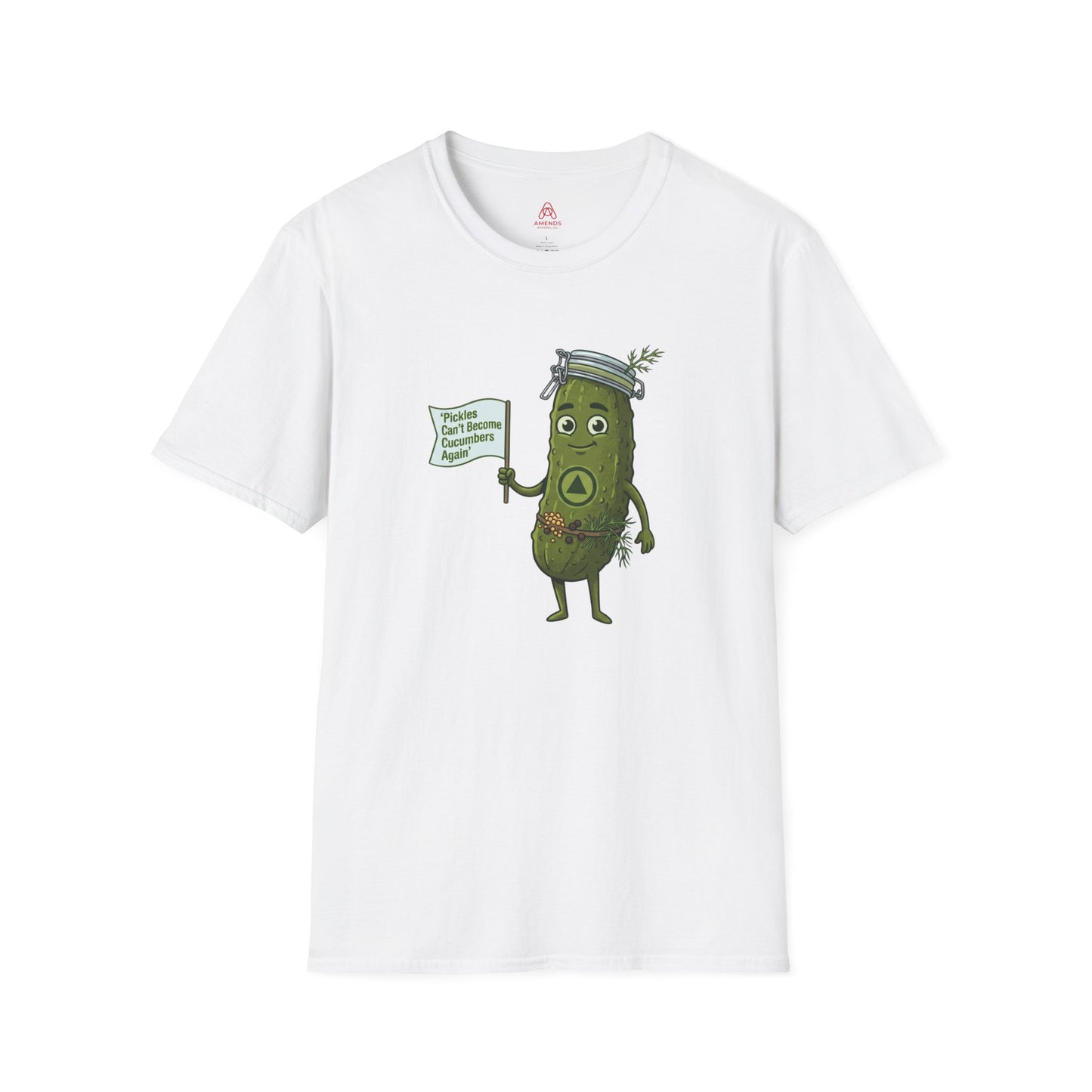 “Pickles Can’t Become Cucumbers Again” Funny Recovery Tee | Amends Apparel Co