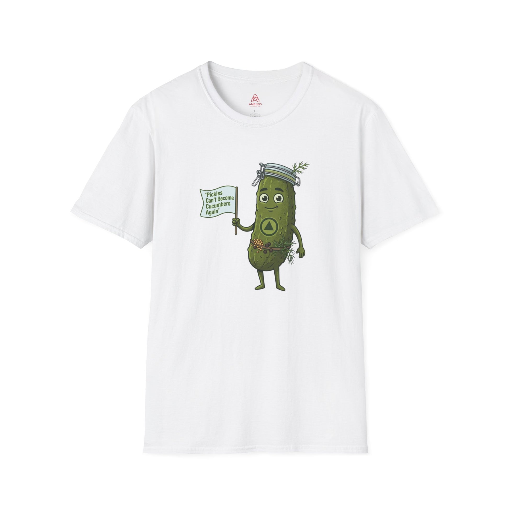 “Pickles Can’t Become Cucumbers Again” Funny Recovery Tee | Amends Apparel Co