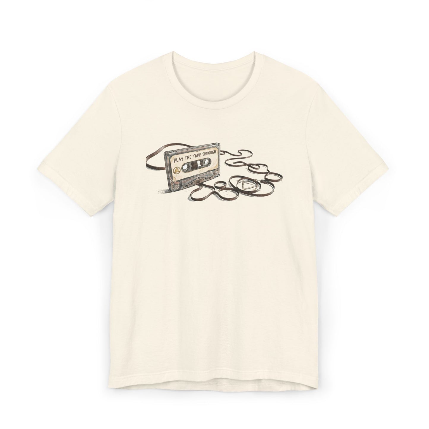 Cassette Tape Tee — 'Play the Past' Vintage Music T-Shirt with “Just For Today” Back Print