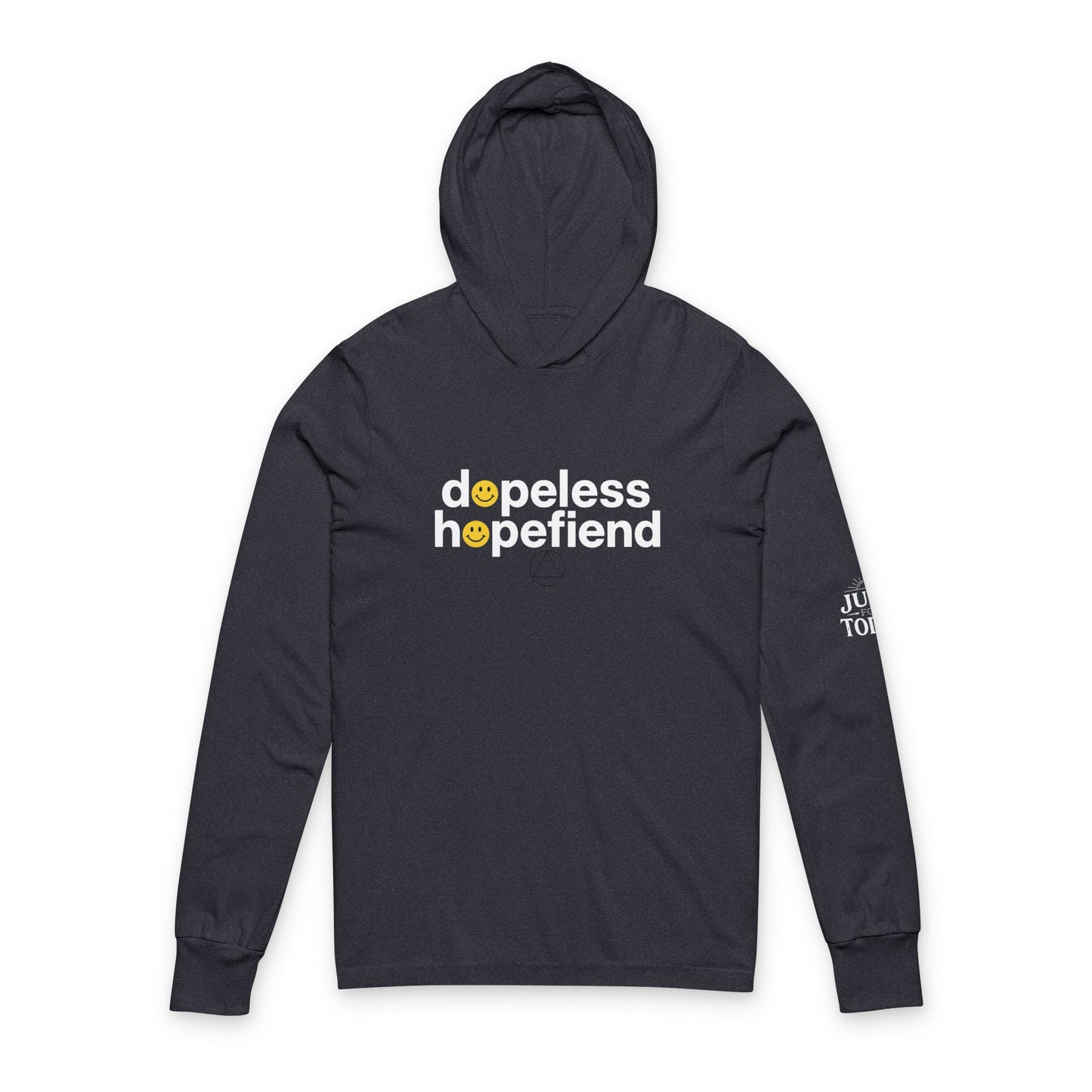 Dopeless Hopefiend Hooded Long Sleeve Tee — Recovery-Inspired Graphic with Smiley O's