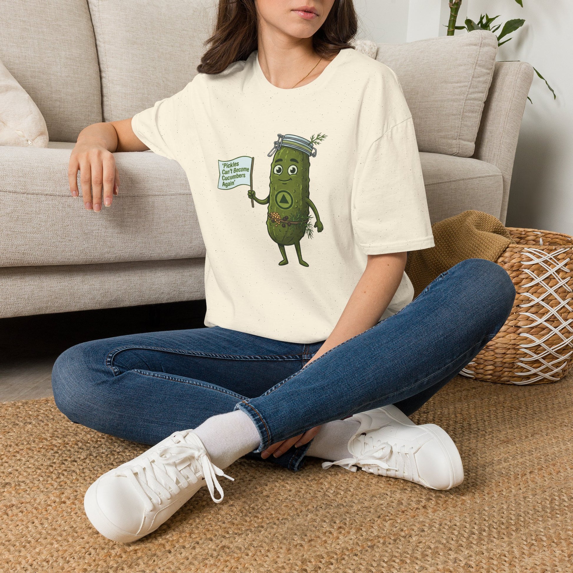 “Pickles Can’t Become Cucumbers Again” Funny Recovery Tee | Amends Apparel Co
