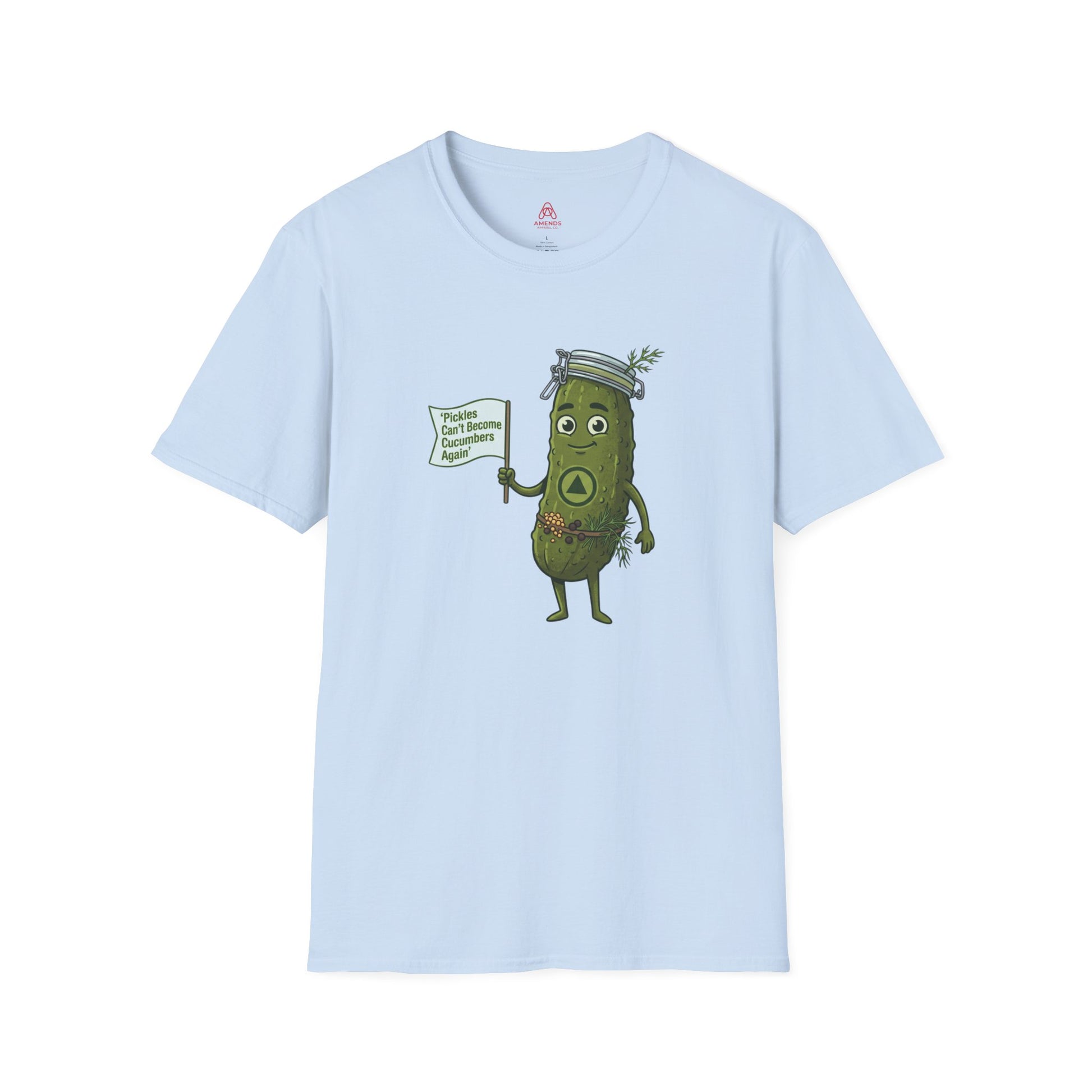 “Pickles Can’t Become Cucumbers Again” Funny Recovery Tee | Amends Apparel Co