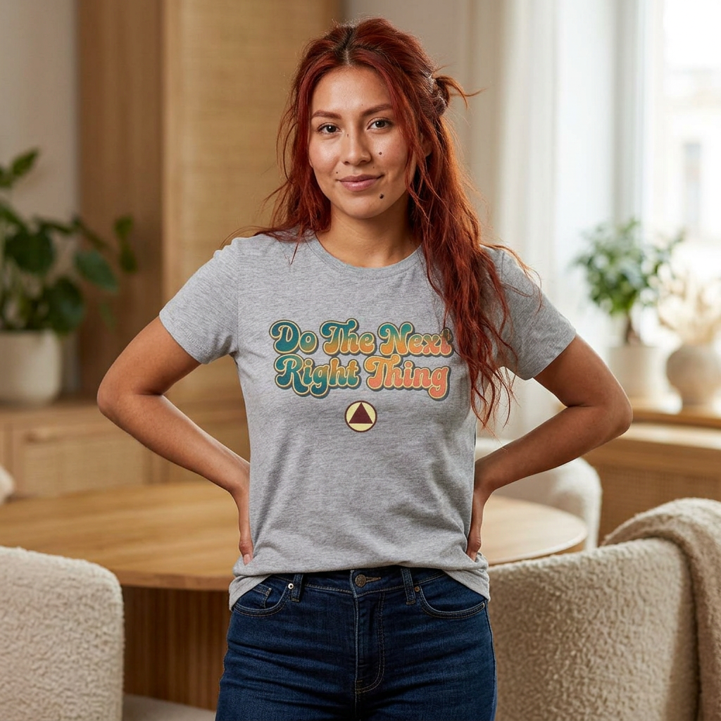 Do The Next Right Thing Women’s Tee – Inspirational Retro Graphic ‘Just For Today’ Shirt