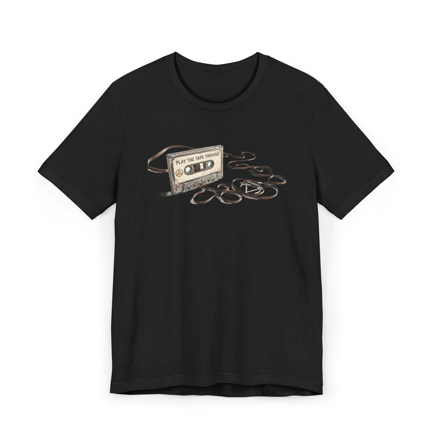 Cassette Tape Tee — 'Play the Past' Vintage Music T-Shirt with “Just For Today” Back Print
