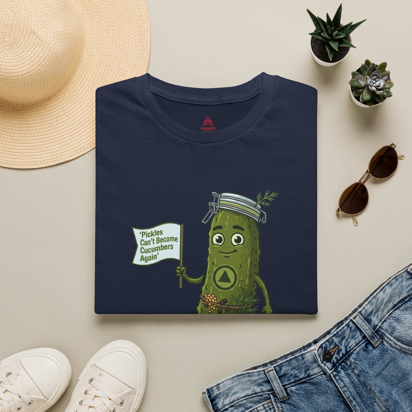 “Pickles Can’t Become Cucumbers Again” Funny Recovery Tee | Amends Apparel Co