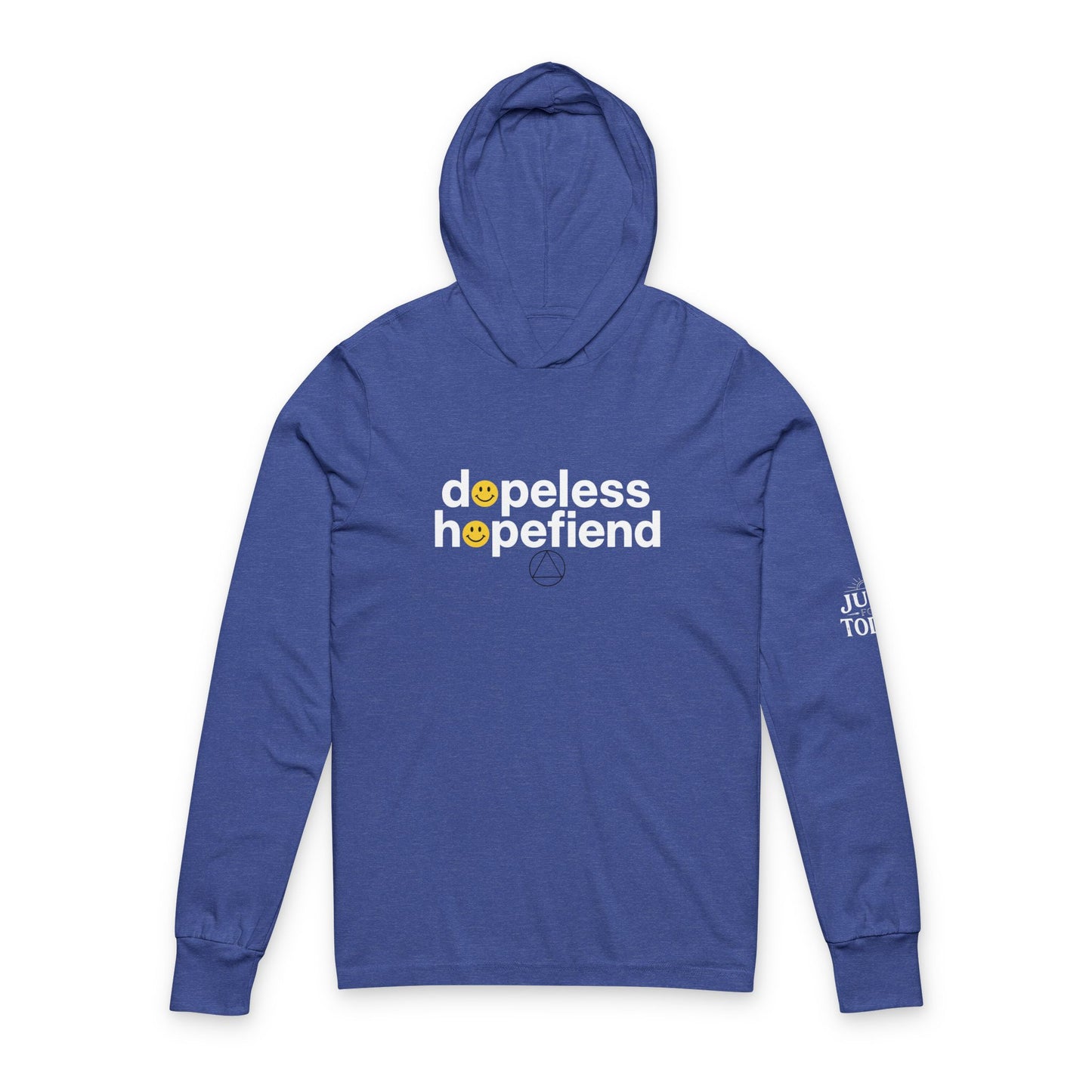 Dopeless Hopefiend Hooded Long Sleeve Tee — Recovery-Inspired Graphic with Smiley O's