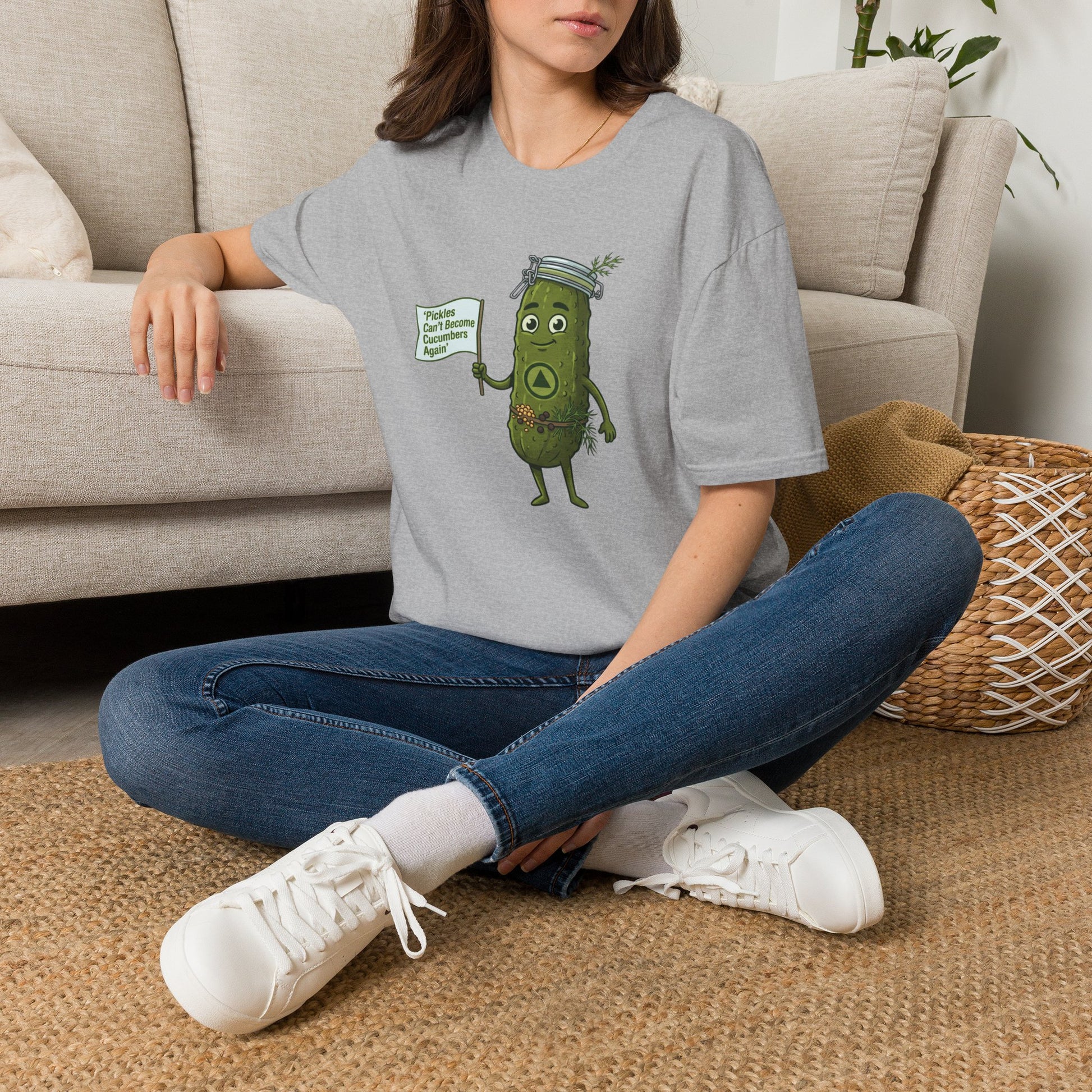 “Pickles Can’t Become Cucumbers Again” Funny Recovery Tee | Amends Apparel Co