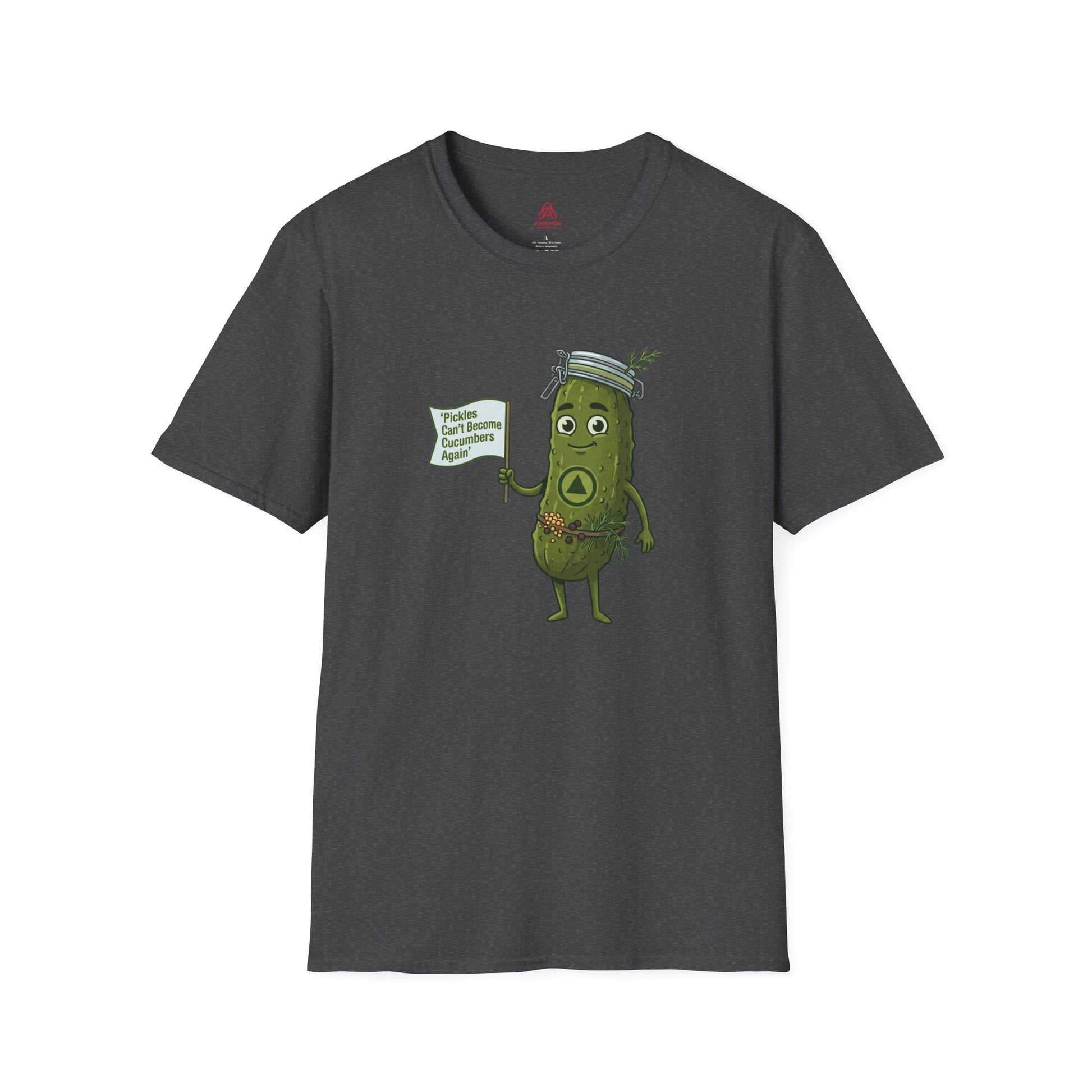 “Pickles Can’t Become Cucumbers Again” Funny Recovery Tee | Amends Apparel Co