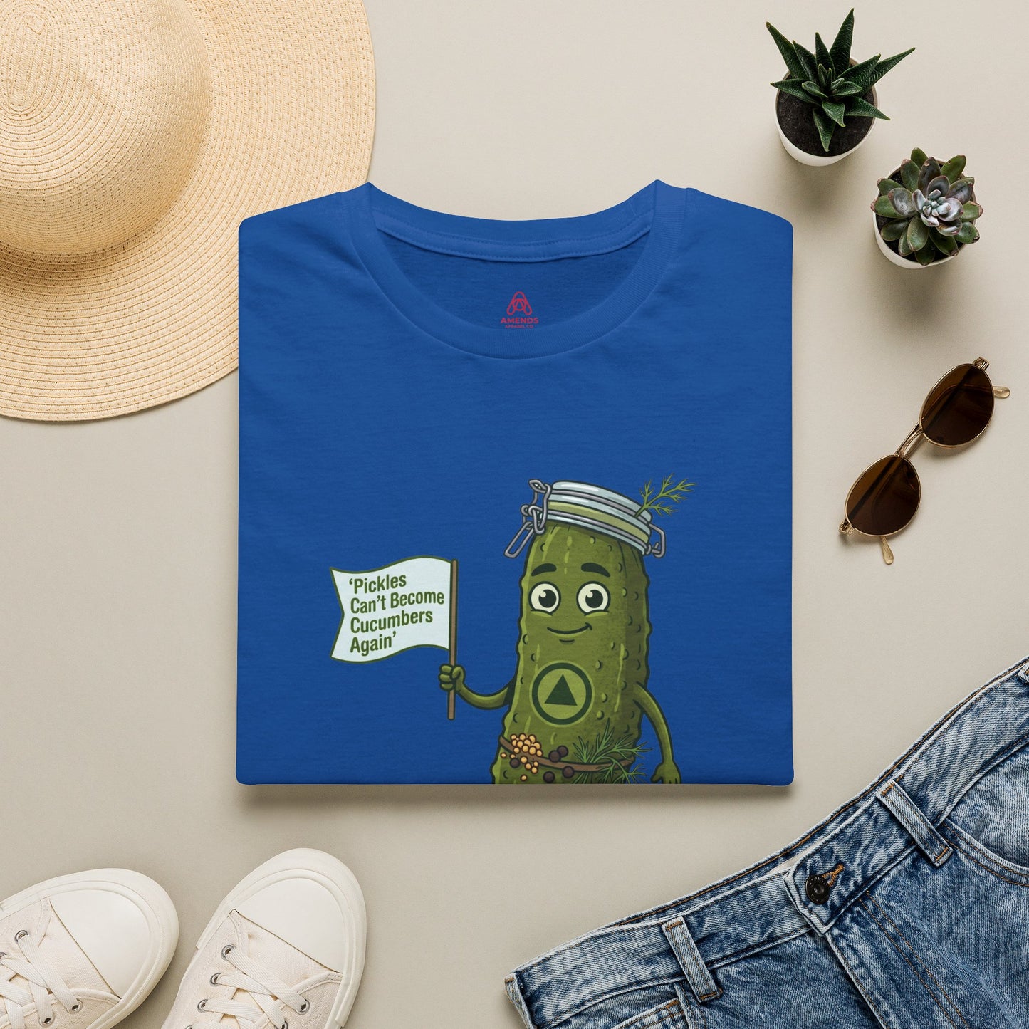 “Pickles Can’t Become Cucumbers Again” Funny Recovery Tee | Amends Apparel Co