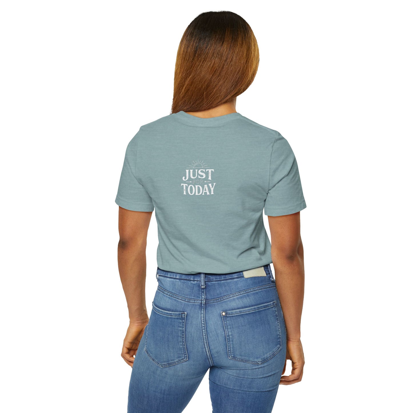 Recovery T-Shirt — “Recovery Builds What Addiction Tears Down” (Just For Today) | Amends Apparel Co