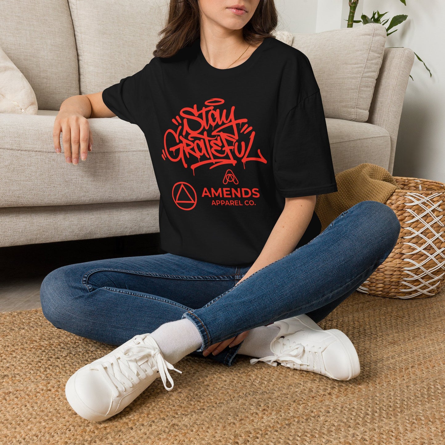 Stay Grateful T-Shirt — Inspirational Graffiti Script Tee