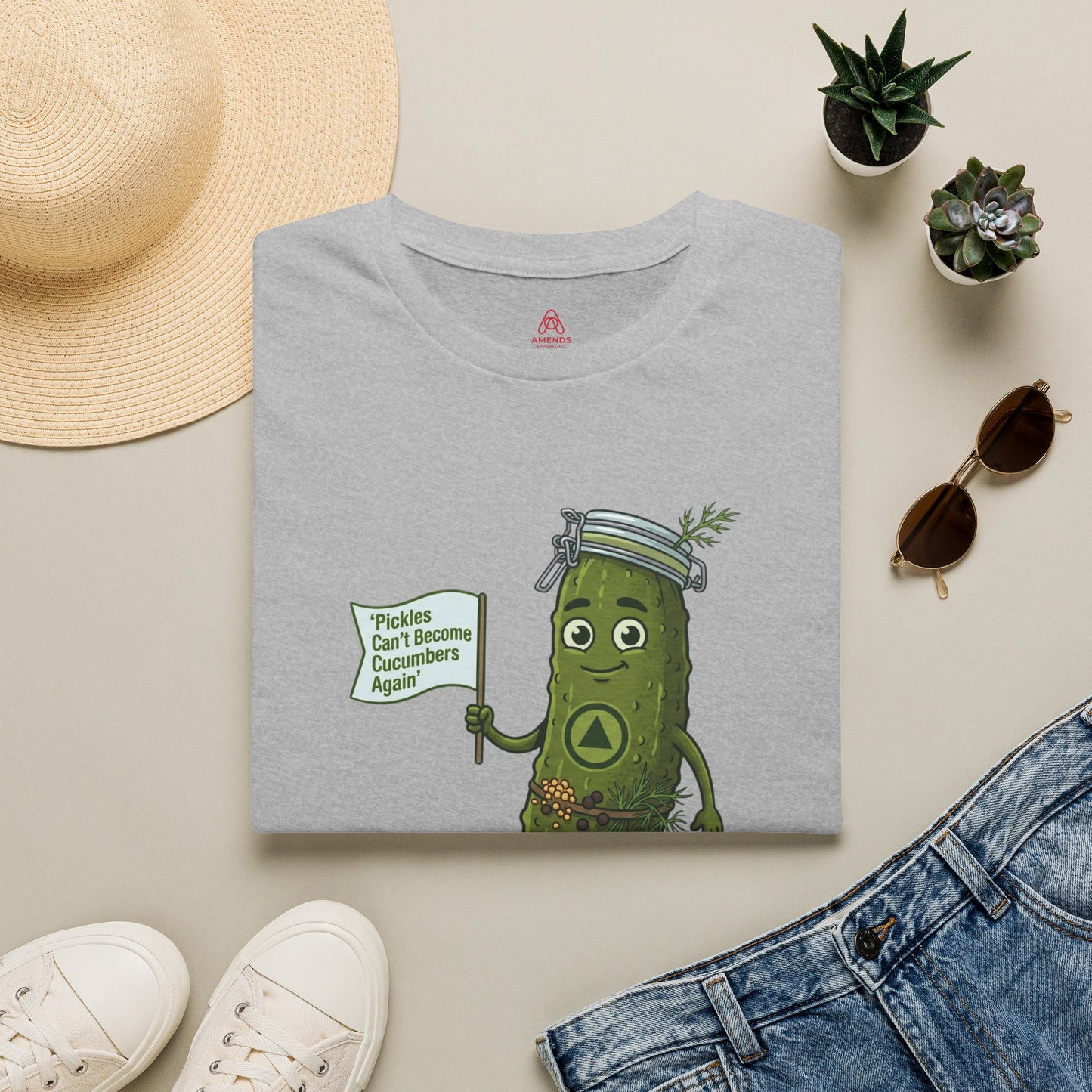 “Pickles Can’t Become Cucumbers Again” Funny Recovery Tee | Amends Apparel Co