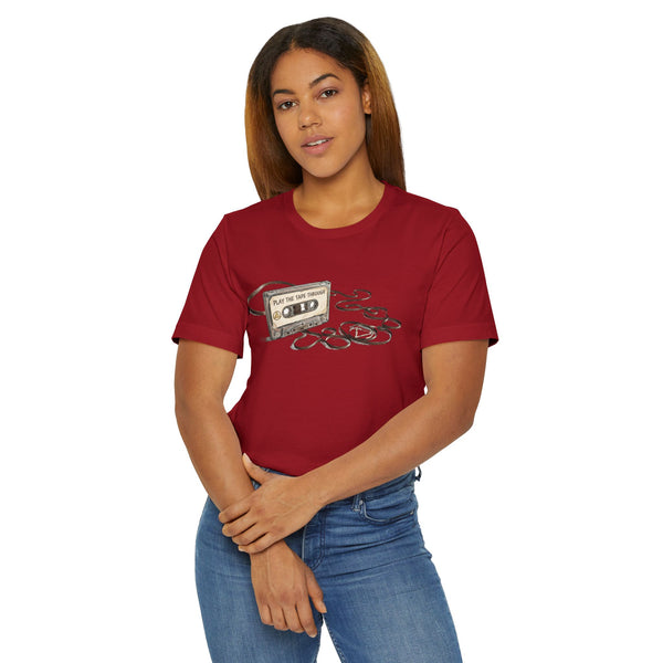 Cassette Tape Tee — 'Play the Past' Vintage Music T-Shirt with “Just For Today” Back Print