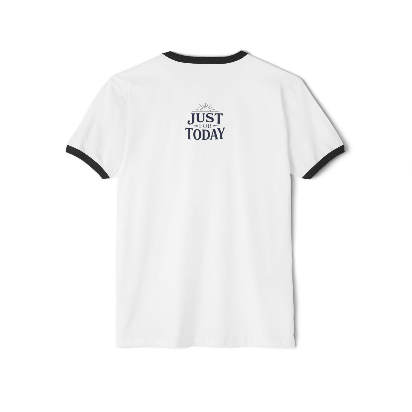Ringer T-Shirt — "Live in the Solution" Retro Graphic with "Just Today" Back | Amends Apparel Co