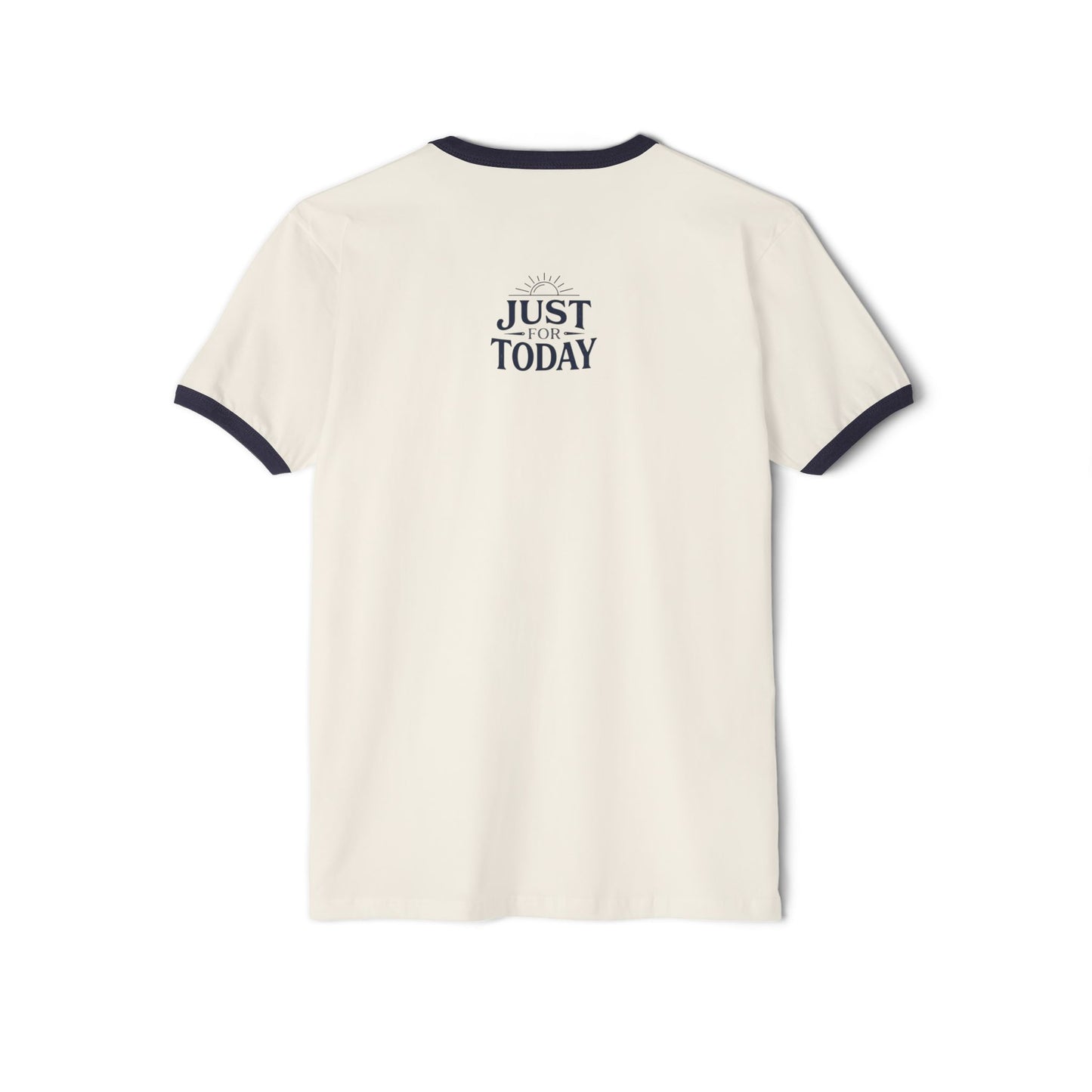 Ringer T-Shirt — "Live in the Solution" Retro Graphic with "Just Today" Back | Amends Apparel Co
