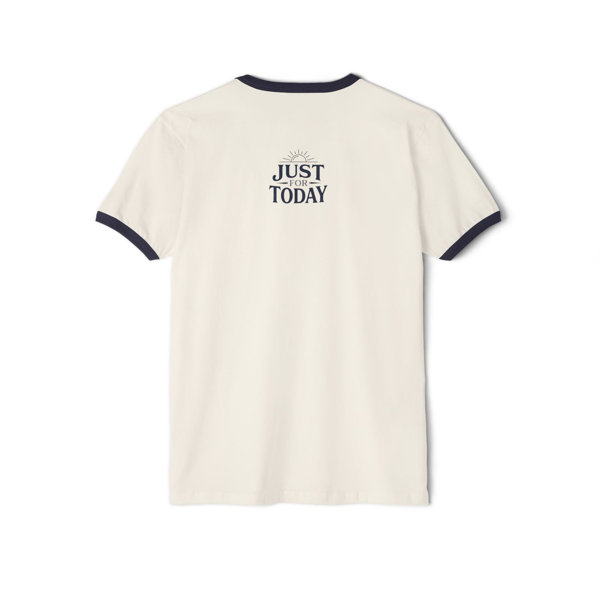 Ringer T-Shirt — "Live in the Solution" Retro Graphic with "Just Today" Back | Amends Apparel Co
