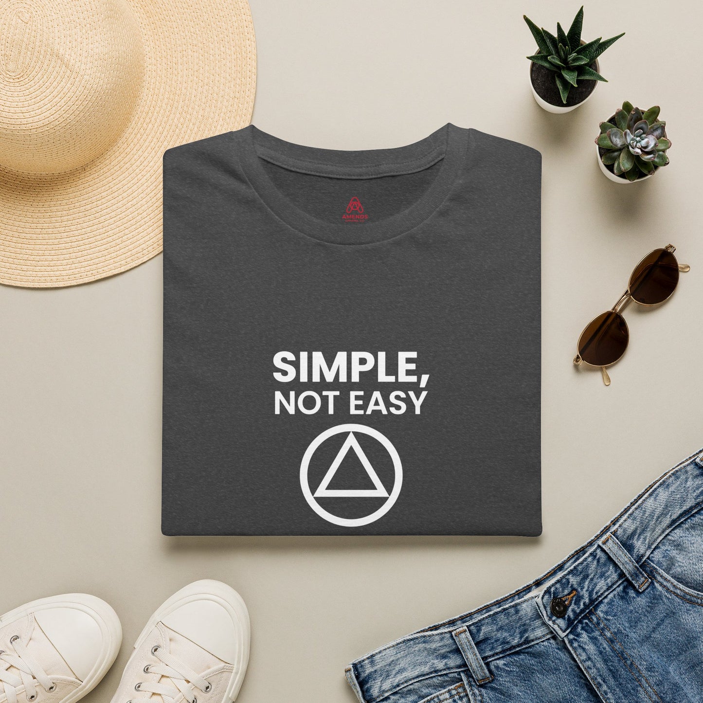 Simple, Not Easy T-Shirt — Minimal Recovery Motivational Tee