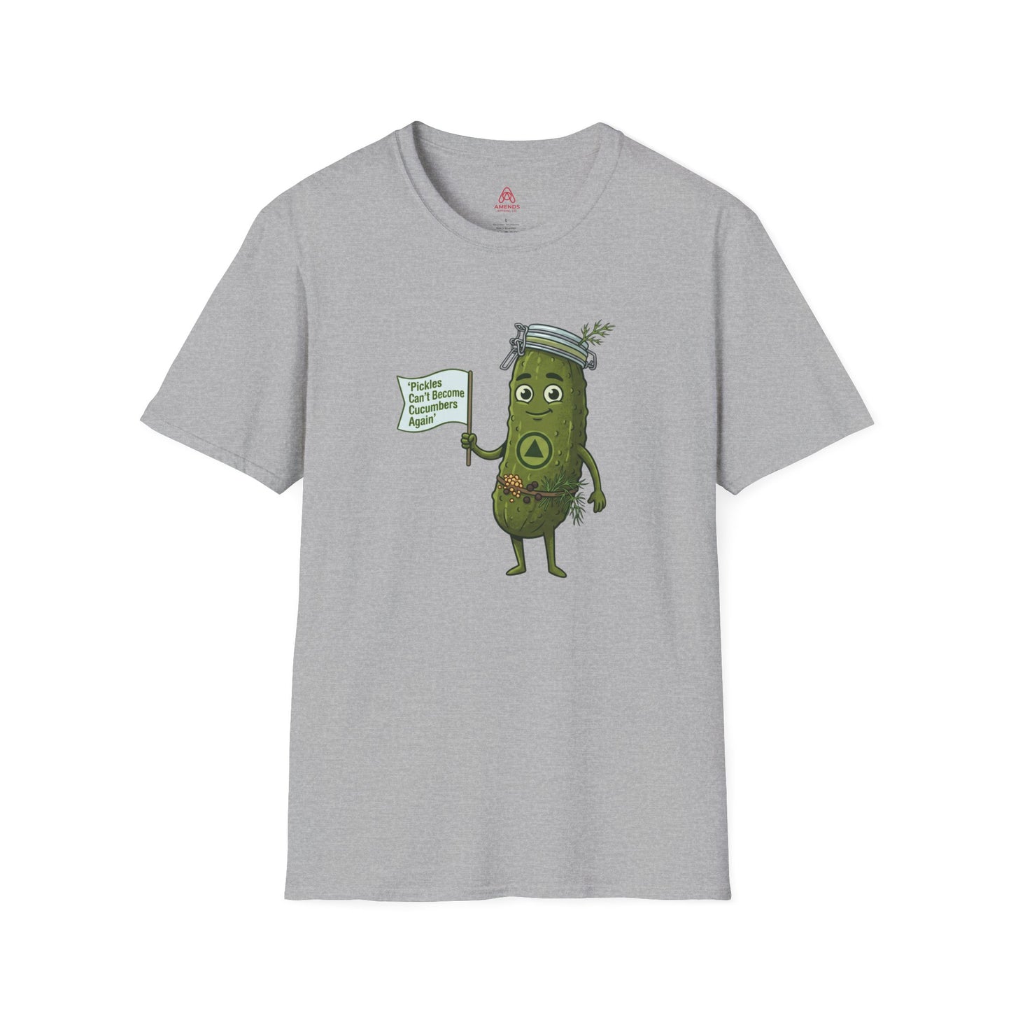 “Pickles Can’t Become Cucumbers Again” Funny Recovery Tee | Amends Apparel Co
