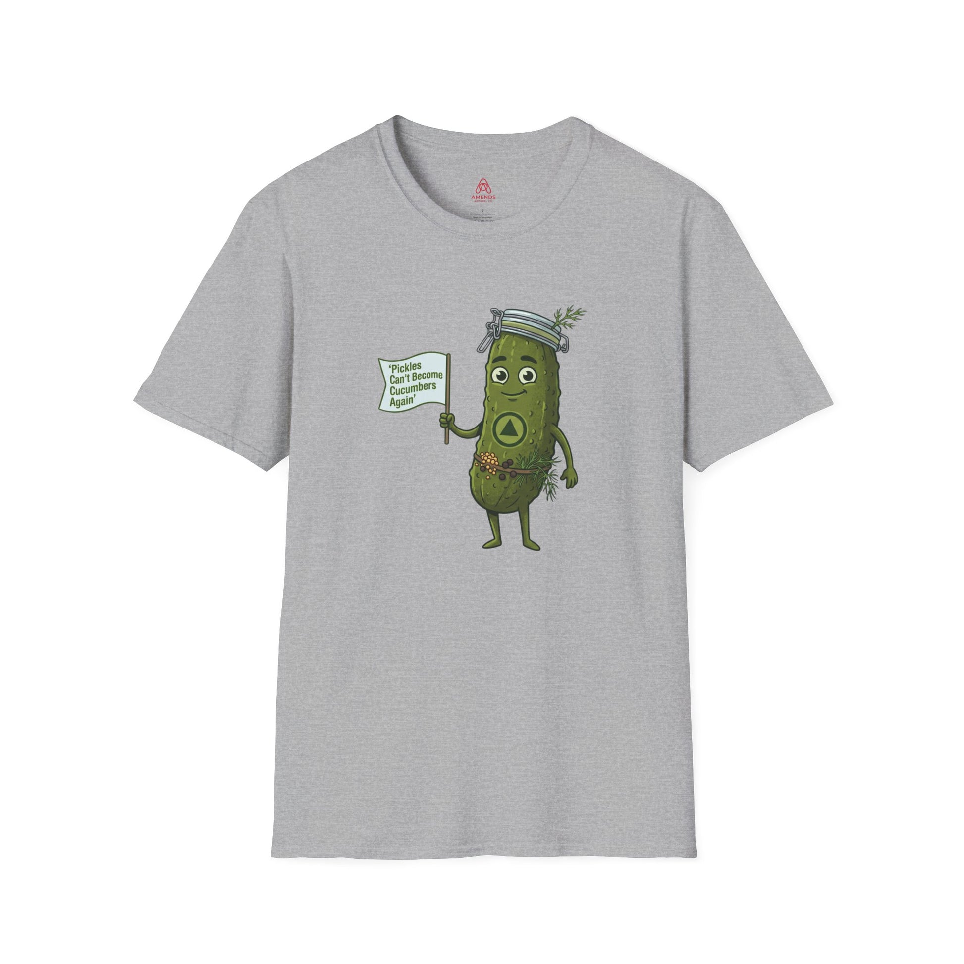 “Pickles Can’t Become Cucumbers Again” Funny Recovery Tee | Amends Apparel Co