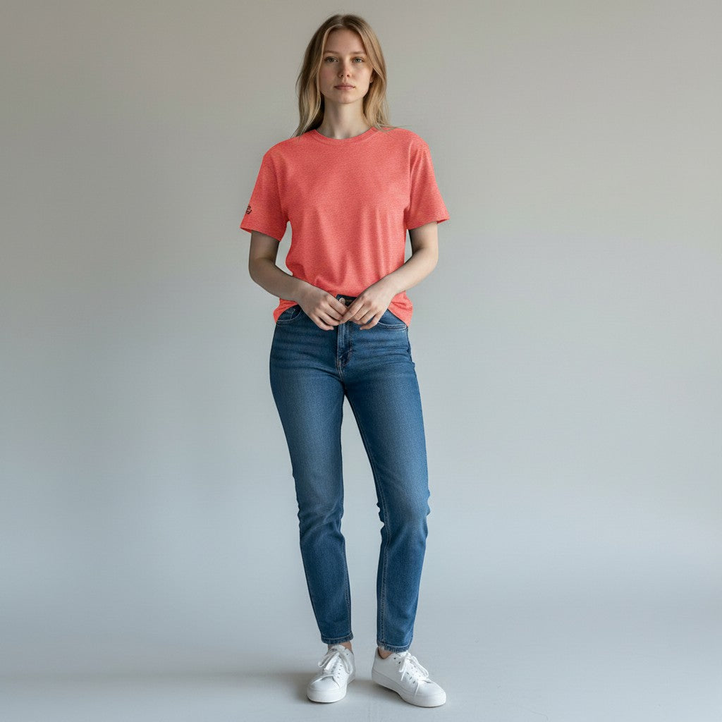 AmendsApparelCo Coral Silk Walter Tee, 100% ring-spun cotton, unisex fit, graphic tee with "Serener Than You Are, Dude" slogan.